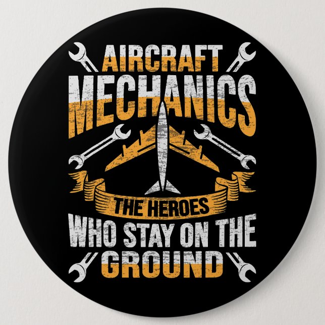 Mens Aircraft Mechanic Hero Design for a aircraft  Button (Front)