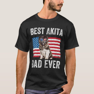 Mens Akita Dad American Flag American Akita Dog Lo T-Shirt