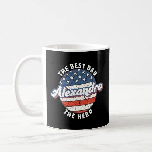 Mens Alexandro Best Dad Hero US Flag Personalised  Coffee Mug
