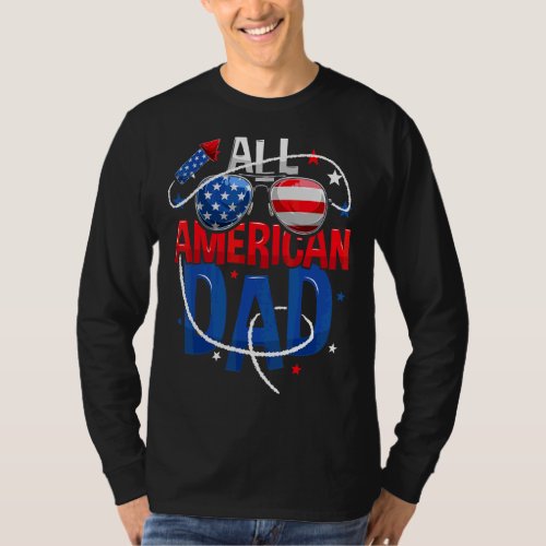 Mens All American Dad 4th Of July Fathers Day Men  T_Shirt