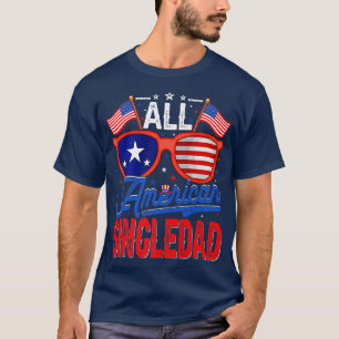 Mens All American Singledad 4th of July USA Flag S T-Shirt