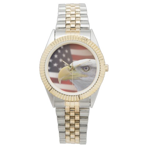 Mens American Eagle Flag Two_Tone Watch