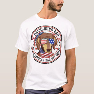 Mens American Flag 4th of July Dachshund Dad Like  T-Shirt