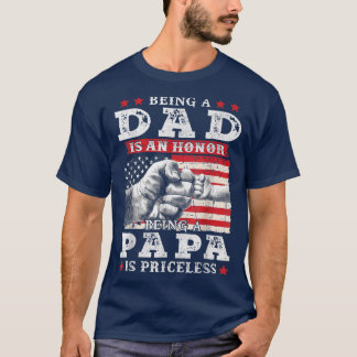 Mens American Flag Being Dad Is An Honor Being Pap T-Shirt