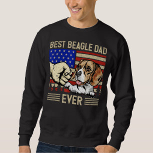 Mens American Flag Best Beagle Dad 4th Of July Fat Sweatshirt