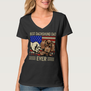 Mens American Flag Best Dachshund Dad 4th Of July T-Shirt