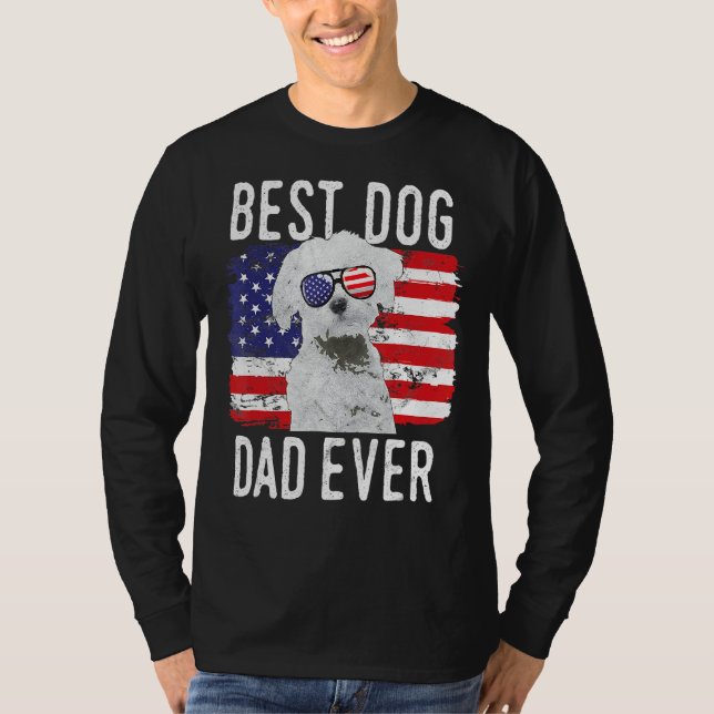 Mens American Flag Best Dog Dad Ever Maltese Usa T-Shirt (Front)