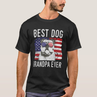 Mens American Flag Best Dog Grandpa Ever Bulldogs T-Shirt