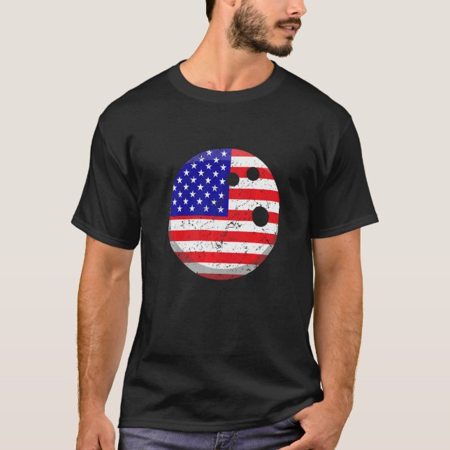 Mens American Flag Bowling July 4th Usa Men Women  T-Shirt (Front)