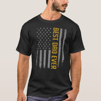 Mens American Flag Dad   For Father's Day Best Dad T-Shirt