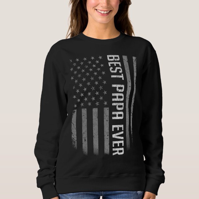 Mens American Flag Dad   For Father's Day Best Pap Sweatshirt (Front)