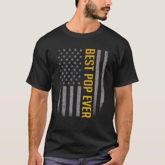 Mens American Flag Dad For Father's Day Best Pop T-Shirt