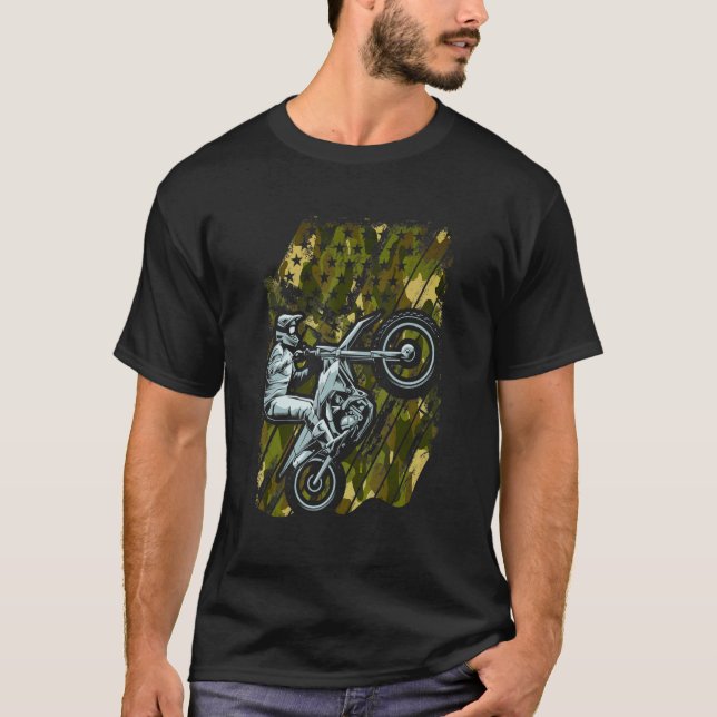 Mens American Flag Dirt Bike Motocross Camouflage  T-Shirt (Front)