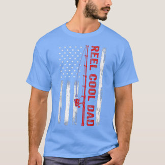 Mens American Flag Fishing Reel Cool Dad Fathers D T-Shirt