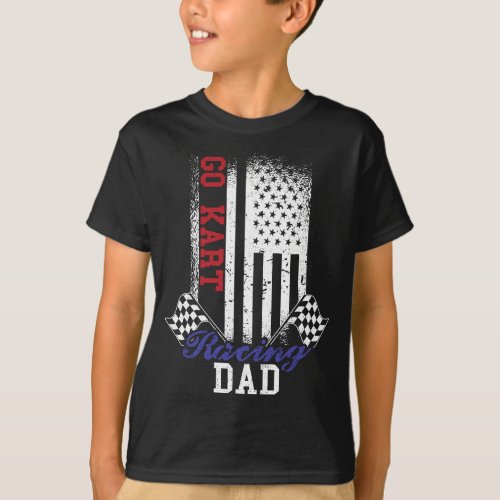 Mens American Flag Go Kart Racing Race Dad Flag  T_Shirt