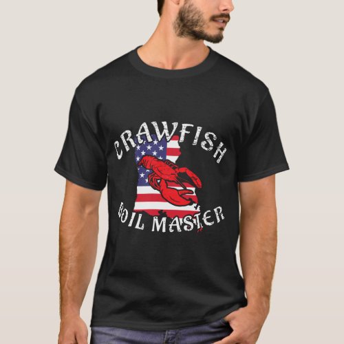 Mens American Flag Louisiana Crawfish Boil Master T_Shirt