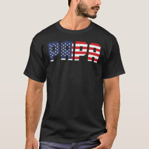 Mens American Flag Papa Men 4th Of July T-Shirt