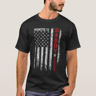 Mens American Flag Promoted To Daddy Est 2023 Firs T-Shirt