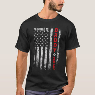 Mens American Flag Promoted To Daddy Est 2023 Firs T-Shirt