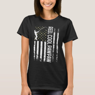 Mens American Flag Reel Cool Pawpaw For Daddy Husb T-Shirt