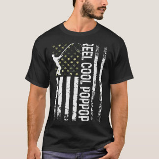 Mens American Flag Reel Cool Poppop For Daddy Husb T-Shirt