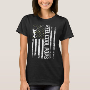 Mens American Flag Reel Cool Pops For Daddy Husban T-Shirt