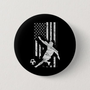 Mens American Flag Soccer Player  Button