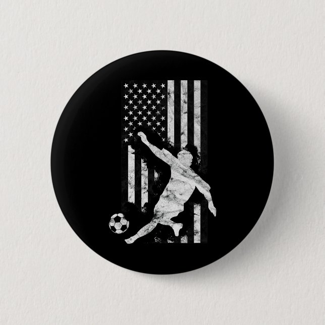 Mens American Flag Soccer Player  Button (Front)