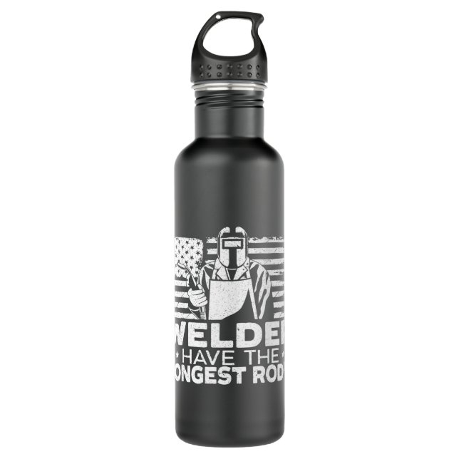 Mens American Flag Welder Welding Rods Stainless Steel Water Bottle (Front)