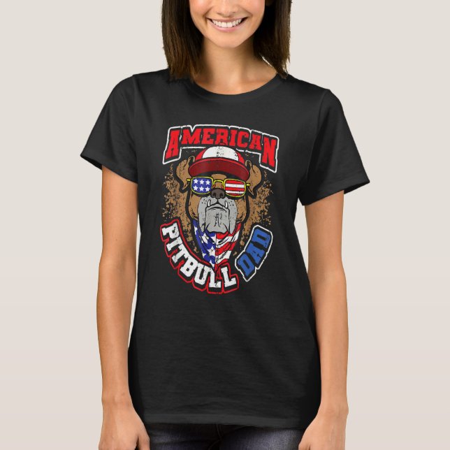 Mens American Pitbull Dad 4th Of July T-Shirt (Front)