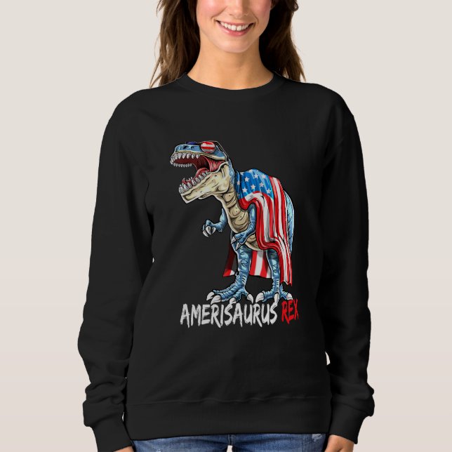 Mens Amerisaurus T Rex Dinosaur 4th Of July Kids B Sweatshirt (Front)