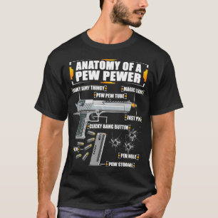 Mens Anatomy of a Pew Pewer Ammo Gun 9mm Pistol T-Shirt