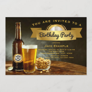 Mens Any Number Beer Birthday Party Invitations