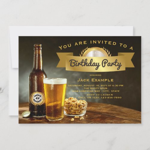 Mens Any Number Beer Birthday Party Invitations