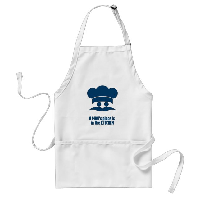 Mens' Apron: "A Man's Place is in the Kitchen" Adult Apron (Front)