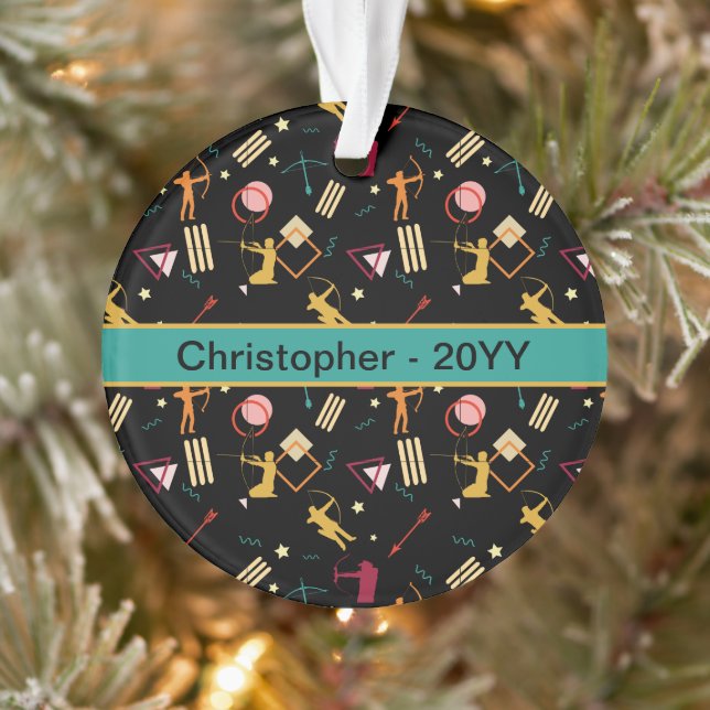 Mens Archery - Boys Bow n Arrow Abstract Art Ornament (Tree)