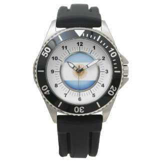 Men's Argentina Flag Black Rubber Strap Watch 
