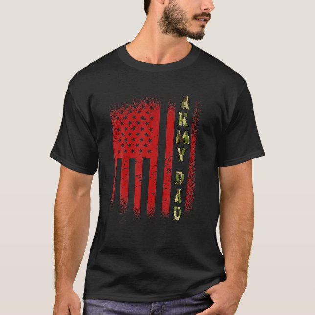 Mens Army Dad USA Flag US Military Fathers Day T-Shirt (Front)