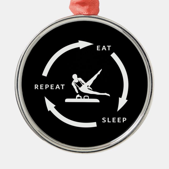 Men's Artistic Gymnastics Eat Sleep Repeat Sports Metal Ornament (Front)