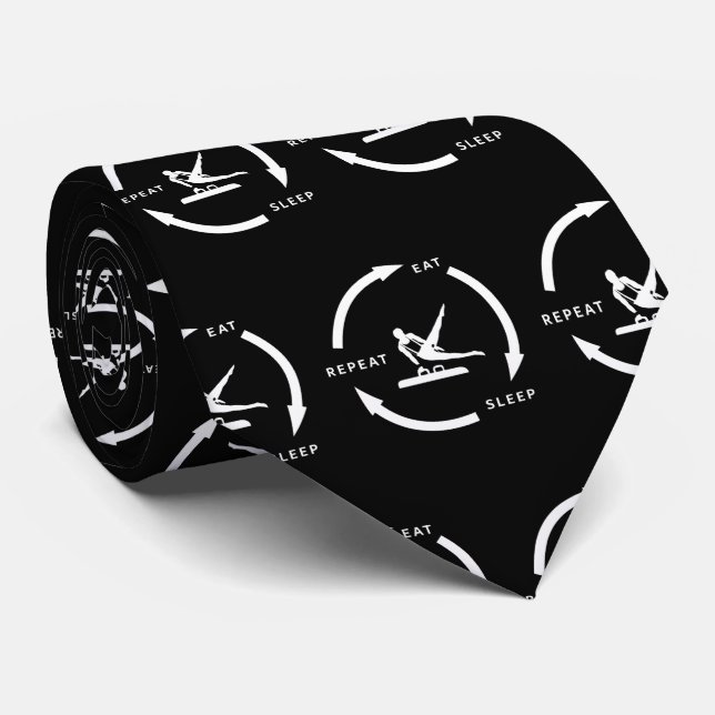 Men's Artistic Gymnastics Eat Sleep Repeat Sports Neck Tie (Rolled)