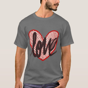 Men's Artistic Love Heart T-Shirt - Red Script 
