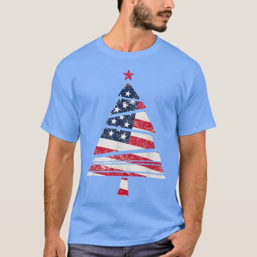 Mens Artsy American Flag USA Colour Grunt Christma T_Shirt