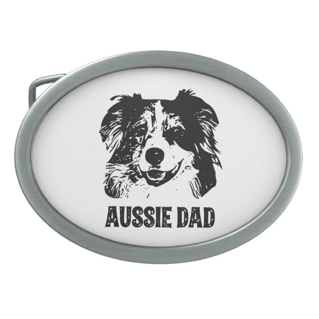 Mens Aussie Dad - Australian Shepherd Dog Dad Belt Buckle (Front)