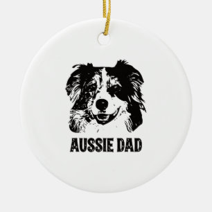Mens Aussie Dad - Australian Shepherd Dog Dad Ceramic Ornament