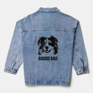 Mens Aussie Dad - Australian Shepherd Dog Dad Denim Jacket