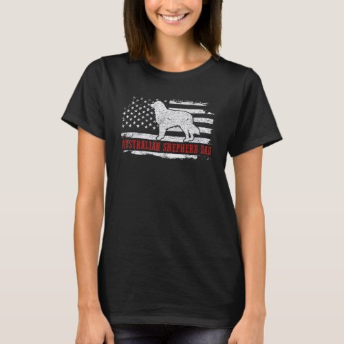 Mens Australian Shepherd Dad American Flag Patriot T_Shirt