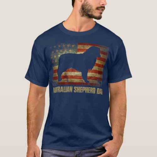 Mens Australian Shepherd Dad Vintage American T_Shirt