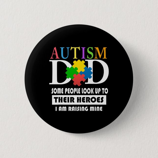 Mens Autism Dad  Button (Front)