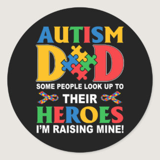 Mens Autism Dad Some People look up to their Classic Round Sticker