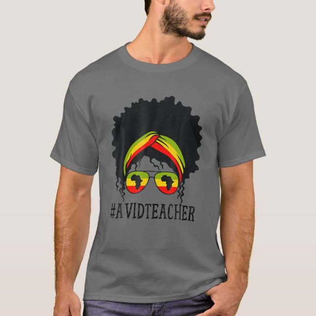 Mens Avid Teacher African Messy Bun Black History T-Shirt (Front)